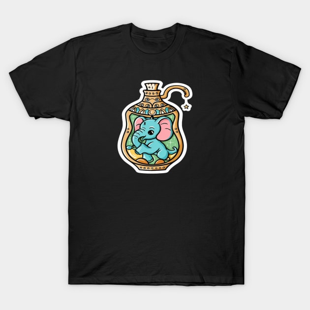 Cute Elephant in a Genie Bottle T-Shirt by joolsd1@gmail.com